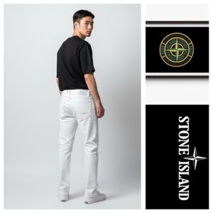 Stone Island White Slim Men Jeans